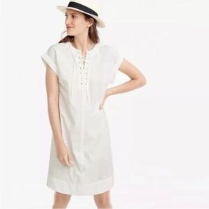 J. Crew White Lace Up Cotton Shift Dress